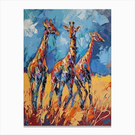 Brushstroke Impressionism Inspired Giraffes Canvas Print