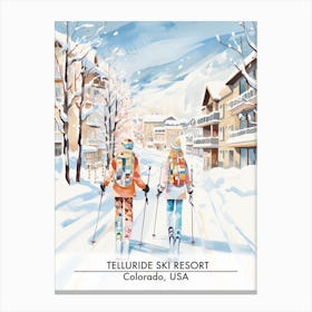 Telluride Ski Resort   Colorado Usa, Ski Resort Poster Illustration 2 Canvas Print
