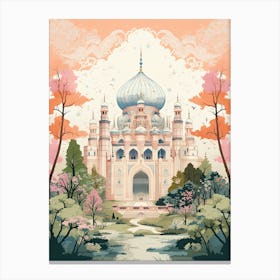 Taj Mahal   Agra, India   Cute Botanical Illustration Travel 5 Canvas Print