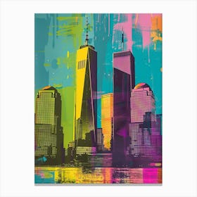 World Trade Center Memorial New York Colourful Silkscreen Illustration 3png Canvas Print