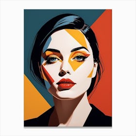 Pop Art Woman Portrait Abstract Geometric Art (46) Canvas Print