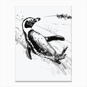 African Penguin Sliding Down Snowy Slopes 5 Canvas Print