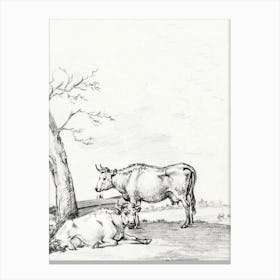 Standing And Lying Cow, Jean Bernard Canvas Print