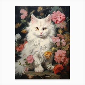 White Cat Rococo Style 6 Canvas Print