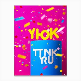 A Vibrant Graphic Design Featuring A Three Dimensional Lettering Thank You Floating Amidst Confe (2) Canvas Print