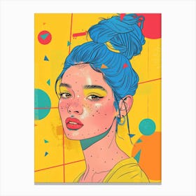 Colorful Girl With Blue Hair Canvas Print