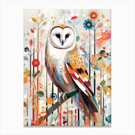 Bird Painting Collage Barn Owl 3 Canvas Print