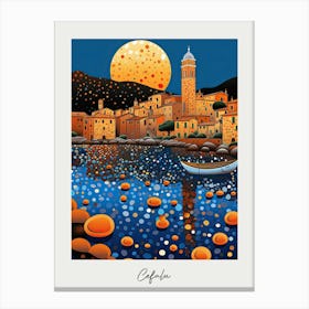 Poster Of Cefalu, Italy, Illustration In The Style Of Pop Art 4 Canvas Print