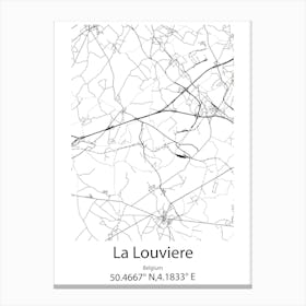 La Louviere,Belgium Minimalist Map Canvas Print