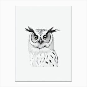 Owl B&W Pencil Drawing 1 Bird Canvas Print