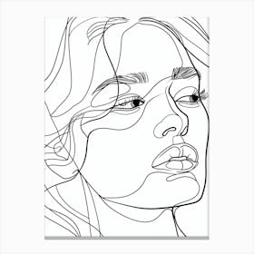 Portrait Of A Woman Minimalist Line Art Monoline Illustration 2 Canvas Print