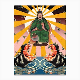Chinese Emperor with Hippo Canvas Print