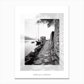 Poster Of Korcula, Croatia, Black And White Old Photo 4 Canvas Print