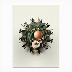 Vintage Peach Fruit Wreath on Ivory White n.2794 Canvas Print