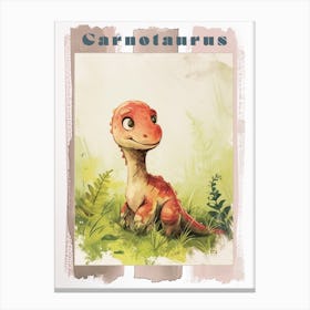 Cute Carnotaurus Dinosaur Watercolour 2 Poster Canvas Print
