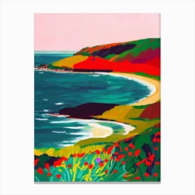Croyde Bay Beach 2, Devon Hockney Style Canvas Print