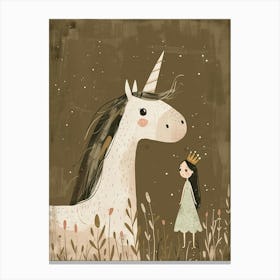 Unicorn & Princess Muted Pastels 1 Canvas Print
