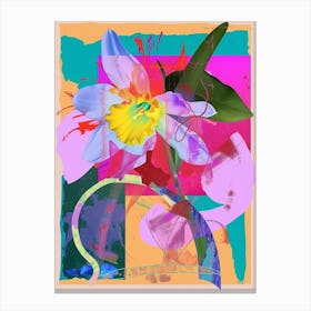 Daffodil 2 Neon Flower Collage Canvas Print