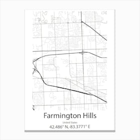 Farmington,United States Minimalist Map Canvas Print