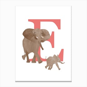 E For Elephant Canvas Print