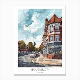 Hounslow London Borough   Street Watercolour 2 Poster Canvas Print