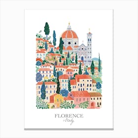 Florence Italy Gouache Travel Illustration Canvas Print