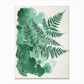 Green Ink Painting Of A Ruffled Fern 1 Canvas Print