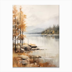 Lake In The Woods In Autumn, Painting 26 Canvas Print