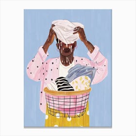 Woman Holding Laundry Basket Canvas Print