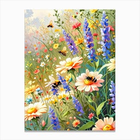 Bees In The Meadow 1 Canvas Print