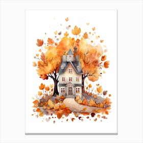 Cute Autumn Fall Scene 31 Canvas Print