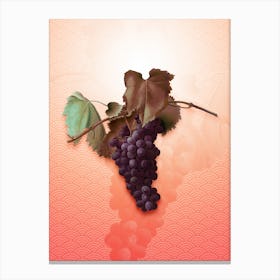 Grape Vine Vintage Botanical in Peach Fuzz Seigaiha Wave Pattern n.0127 Canvas Print