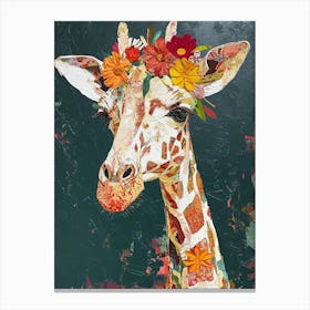 Floral Textured Giraffe 2 Canvas Print