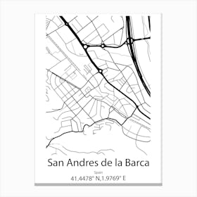 San Andres De La Barca,Spain Minimalist Map Canvas Print