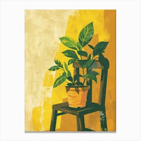 Potted Plant On A Chair Canvas Print