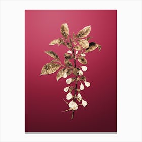 Gold Botanical Mountain Silverbell on Viva Magenta n.0404 Canvas Print