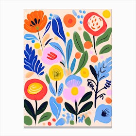 Blooms Of Harmony; Matisse'S Inspired Colorful Flower Market Canvas Print