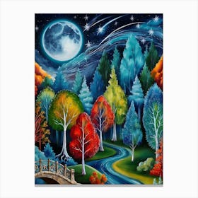 Moonlight In The Forest Canvas Print