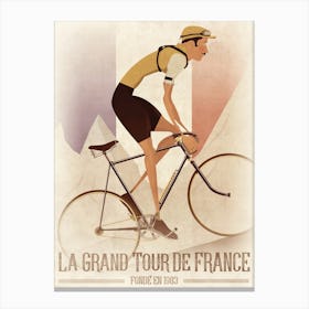 Vintage Style Tour De France Flag Canvas Print