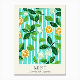 Marche Aux Legumes Mint Summer Illustration 10 Canvas Print