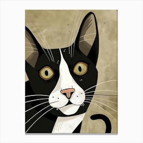 Black And White Cat 32 Canvas Print