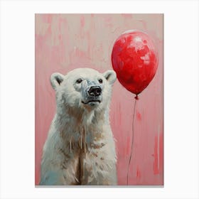 Cute Polar Bear 4 With Balloon Canvas Print
