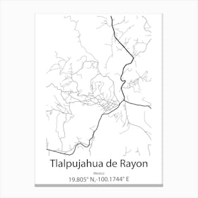 Tlalpujahua De Rayon,Mexico Minimalist Map Stampe su tela