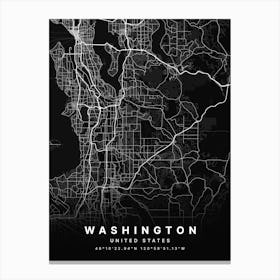 Washington Usa Black Map Canvas Print