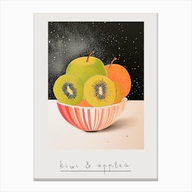 Art Deco Kiwi & Apples Poster Canvas Print