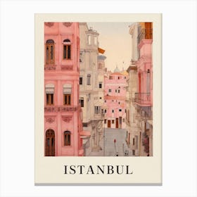 Istanbul Turkey 4 Vintage Pink Travel Illustration Poster Canvas Print