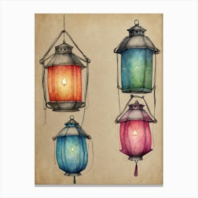 Watercolor Lanterns Canvas Print