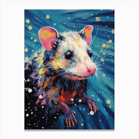  A Swimming Possum Vibrant Paint Splash 1 Canvas Print