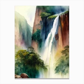 Angel Falls, Venezuela Water Colour  (1) Canvas Print