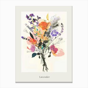 Lavender 3 Collage Flower Bouquet Poster Canvas Print